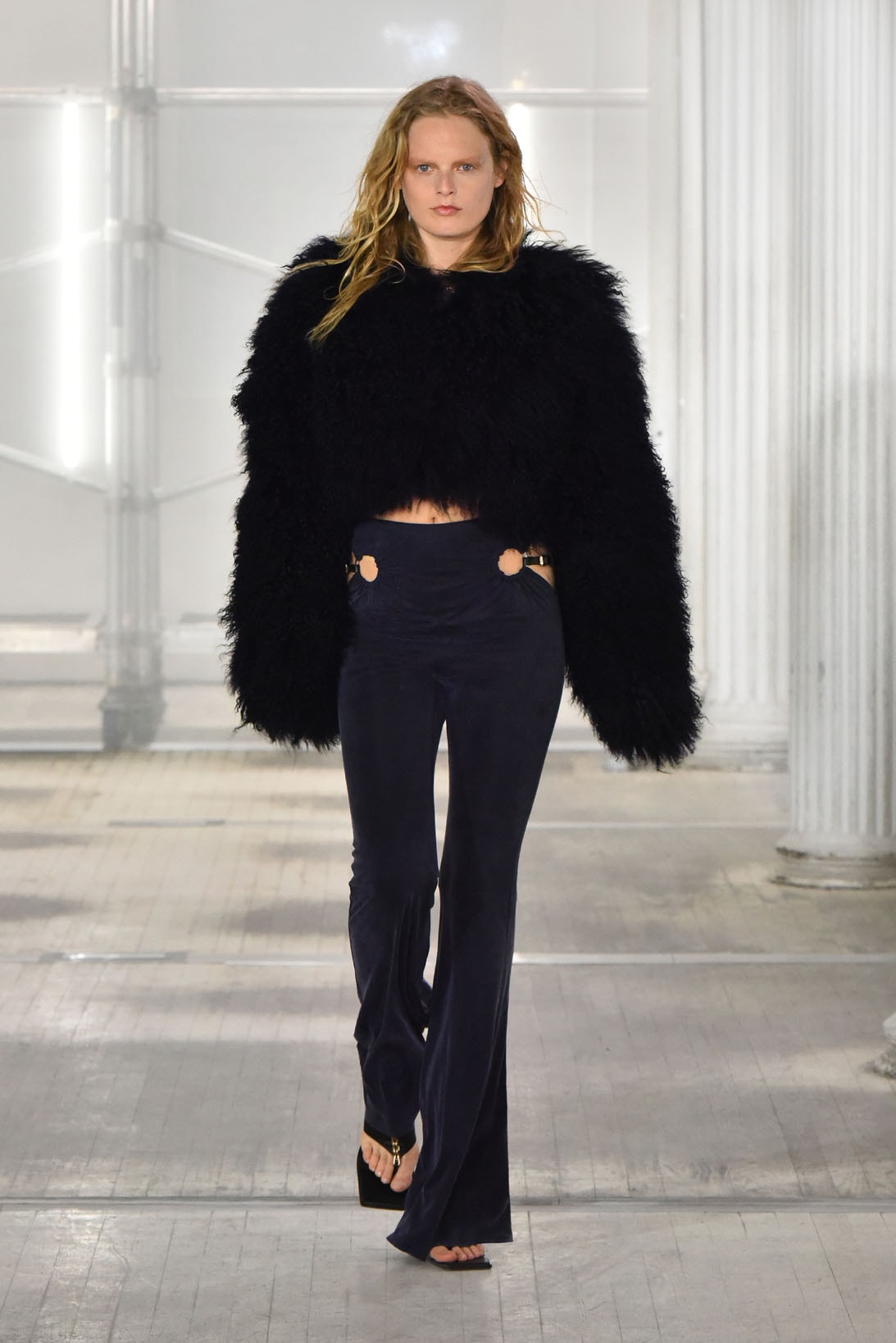 dion lee fall winter 2021 fw21 collection runway fur jacket trousers