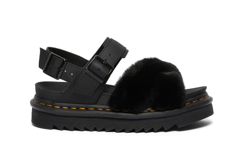 Dr. Martens Fur Leather Sandals Leopard Black Spring Summer Shoes Footwear