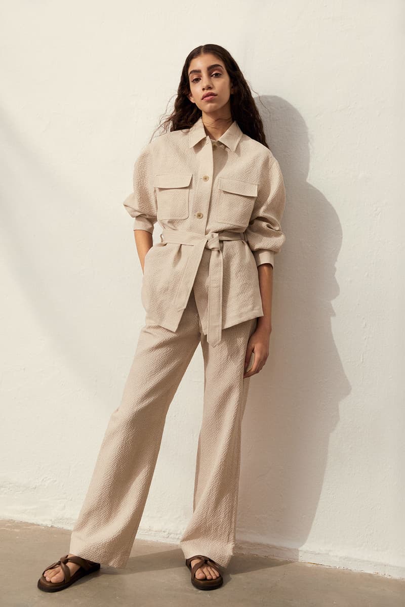 filippa k spring summer 2021 ss21 collection lookbook beige shirt trousers set