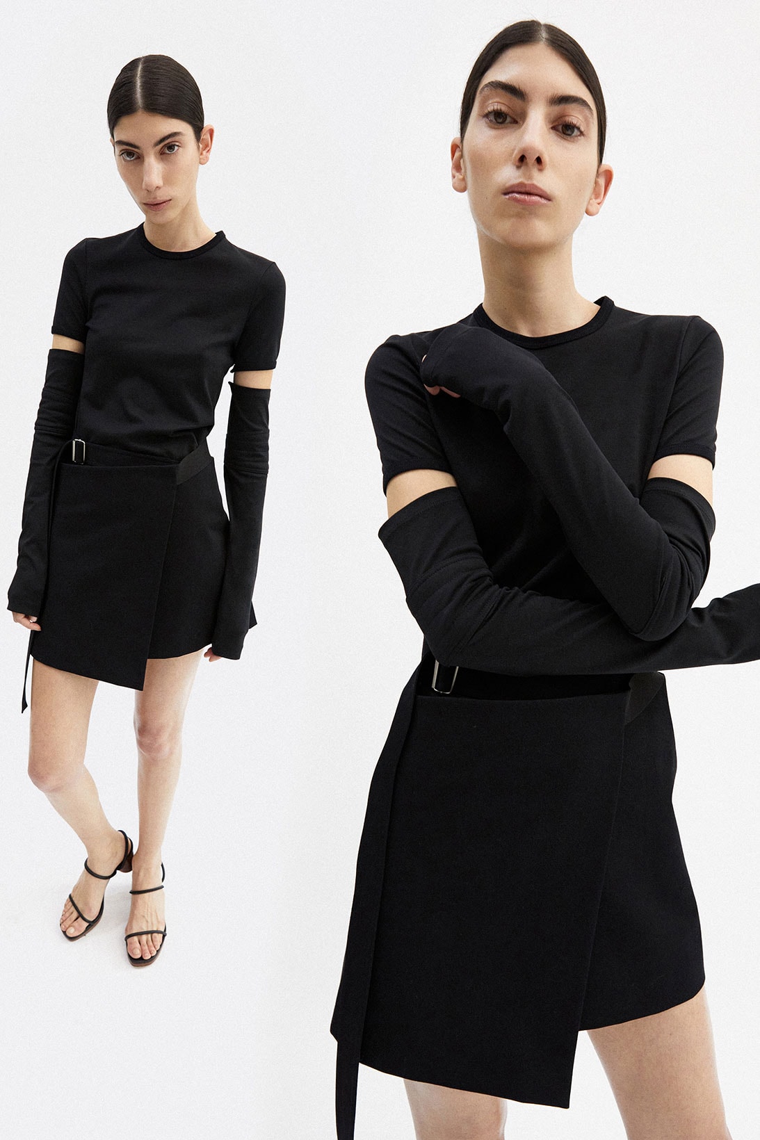 helmut lang fall winter 2021 fw21 collection lookbook t-shirt skirt black