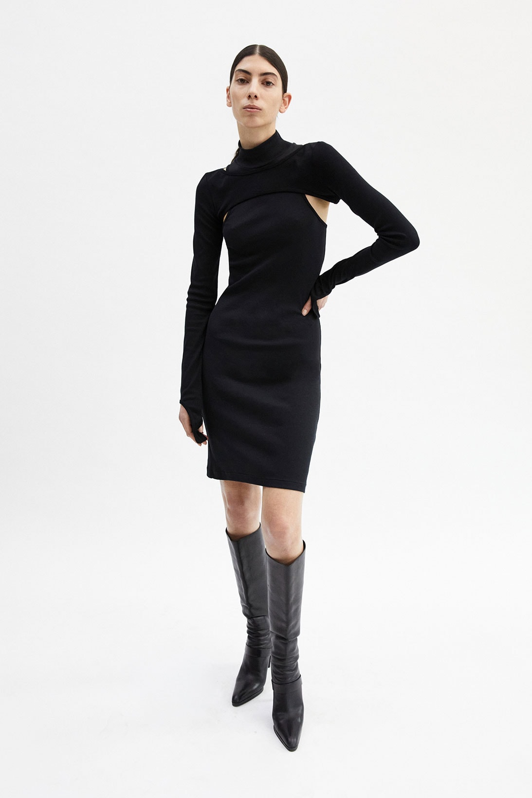 helmut lang fall winter 2021 fw21 collection lookbook dress boots cut out