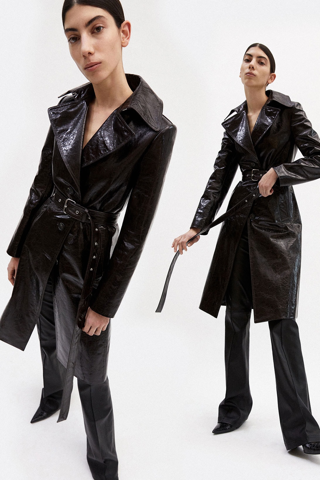 helmut lang fall winter 2021 fw21 collection lookbook leather coat trousers