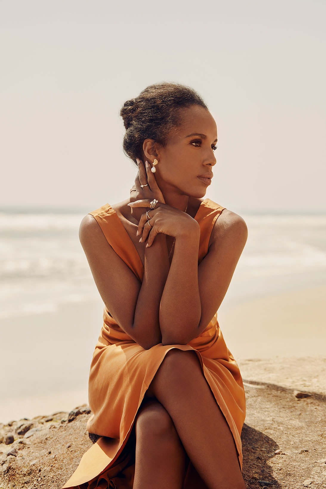 kerry washington aurate jewelry mothers day collection orange dress earrings