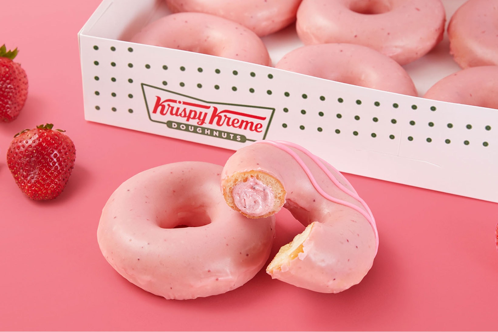 krispy kreme strawberry cream filling donuts packaging box dozen