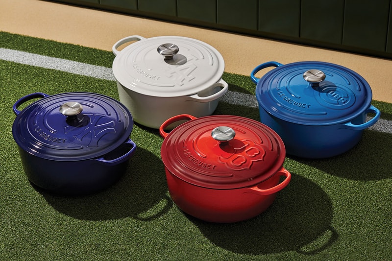 le creuset mlb major league baseball collaboration kitchenware dutch ovens blue white red release price where to buy