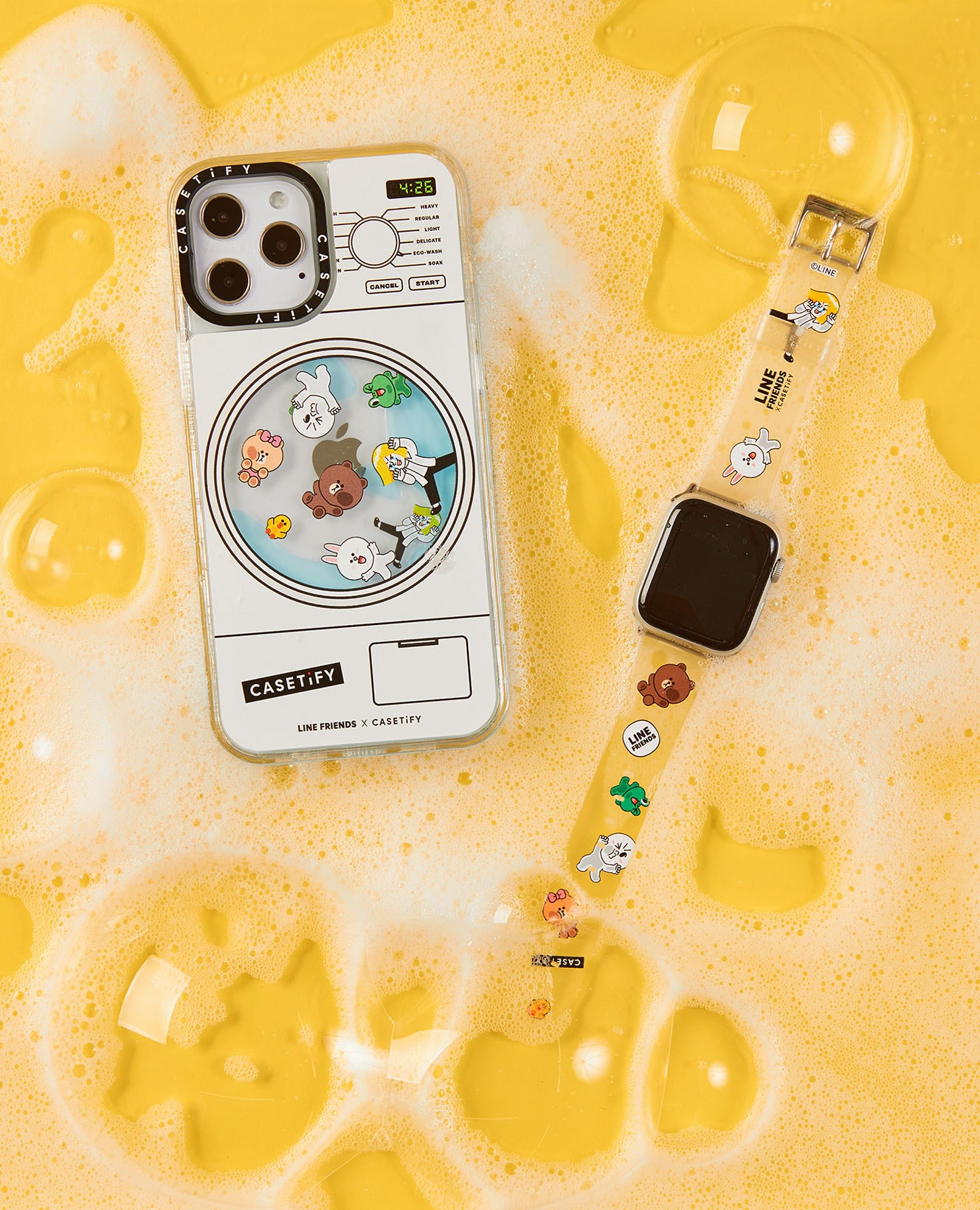 line friends casetify collaboration naver brown figures characters apple washing machine iphone case smart watch strap