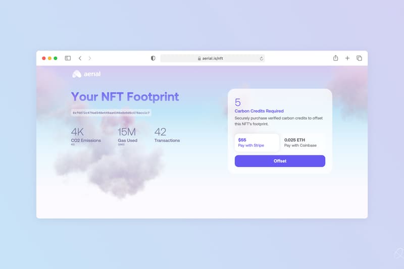 Aerial Website Offset NFT Carbon Emissions