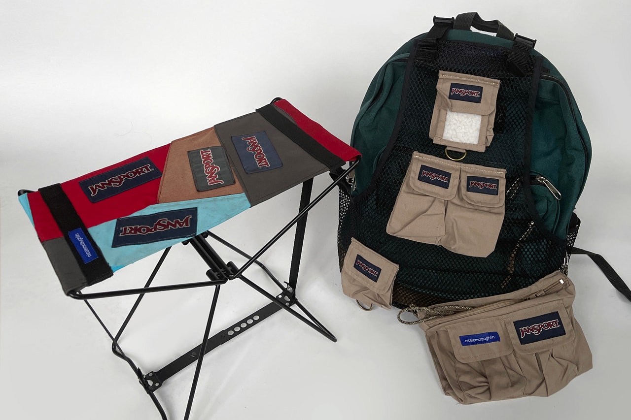 nicole mclaughlin jansport collaboration capsule collection raffle camping chair stool