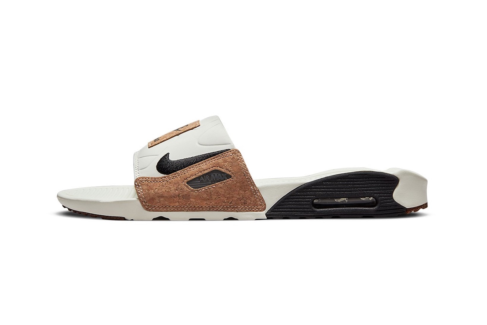 nike air max 90 am90 slide slippers cork beige brown black colorway lateral