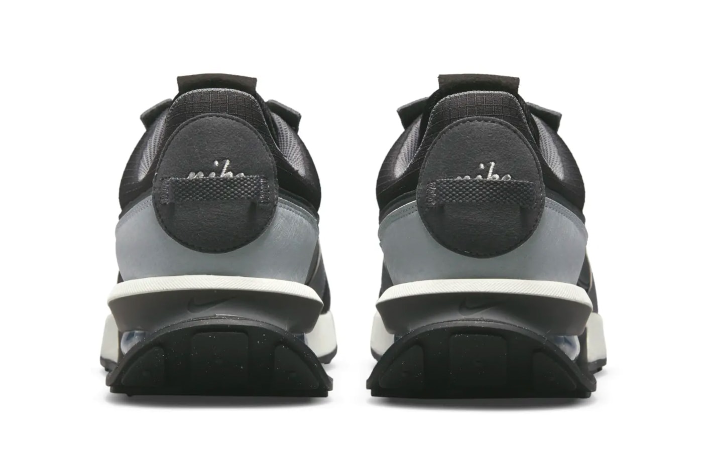 nike air max pre-day black gray sneakers heel back