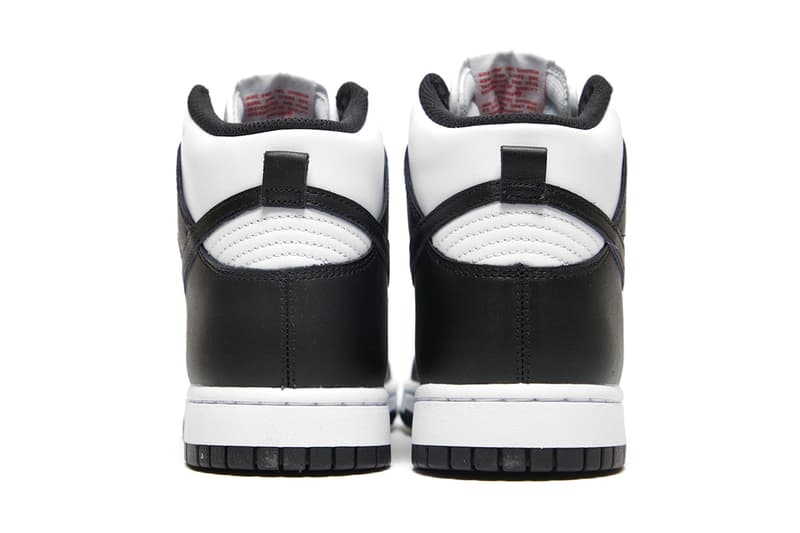 nike dunk high panda black white sneakers official look heel back