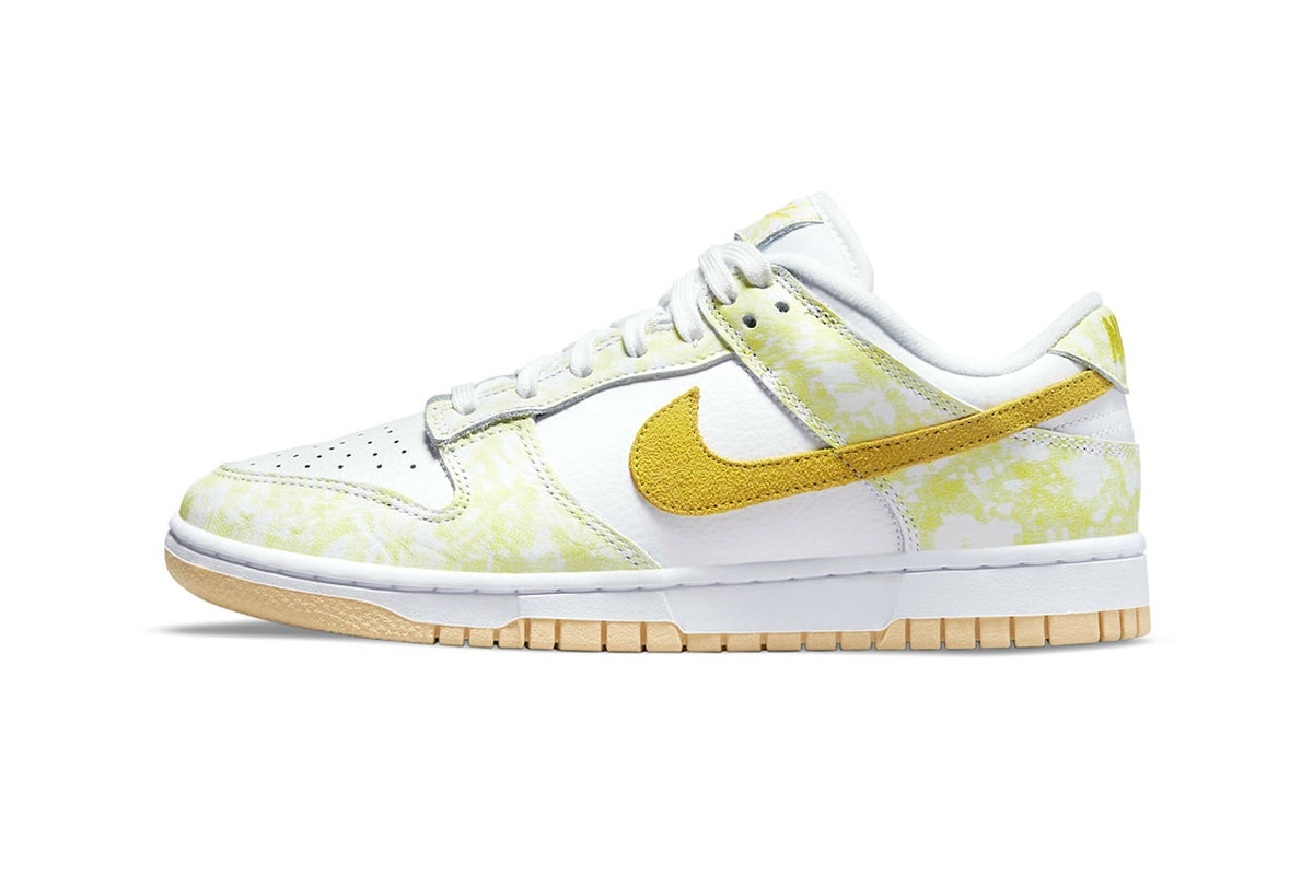 nike dunk low yellow strike womens sneakers white laterals swoosh