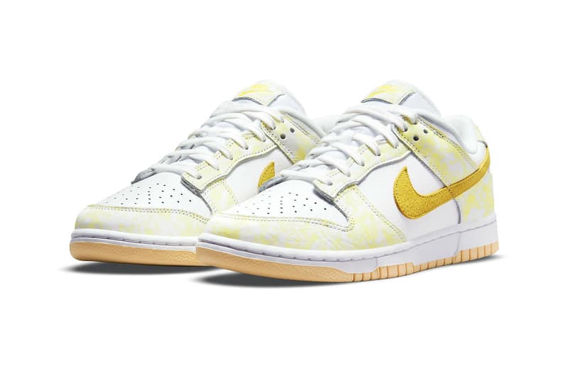 nike dunk low yellow strike womens sneakers white side details toe box