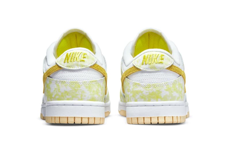 nike dunk low yellow strike womens sneakers white heels rear