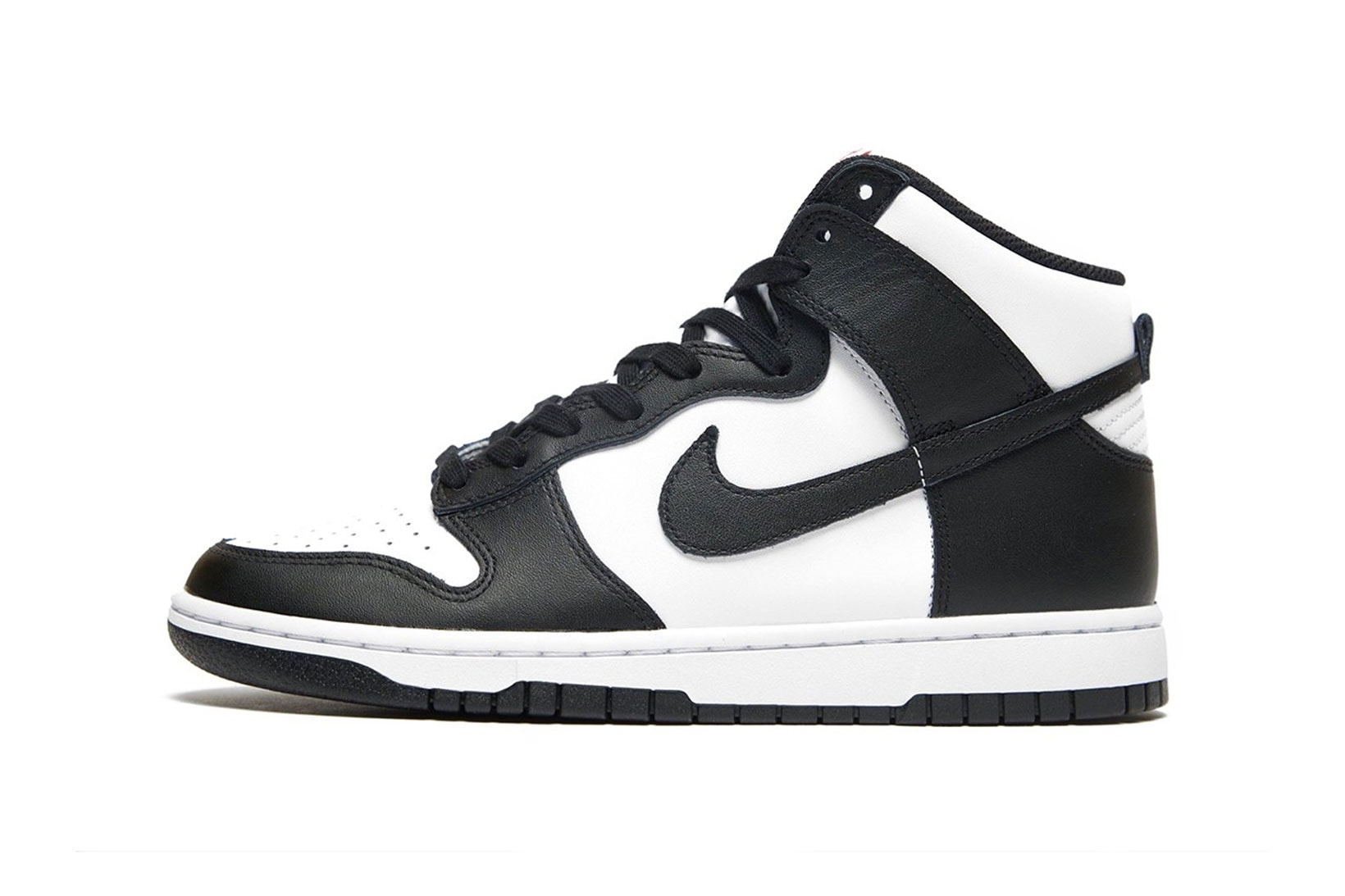 nike dunk high panda black white sneakers official look laterals details