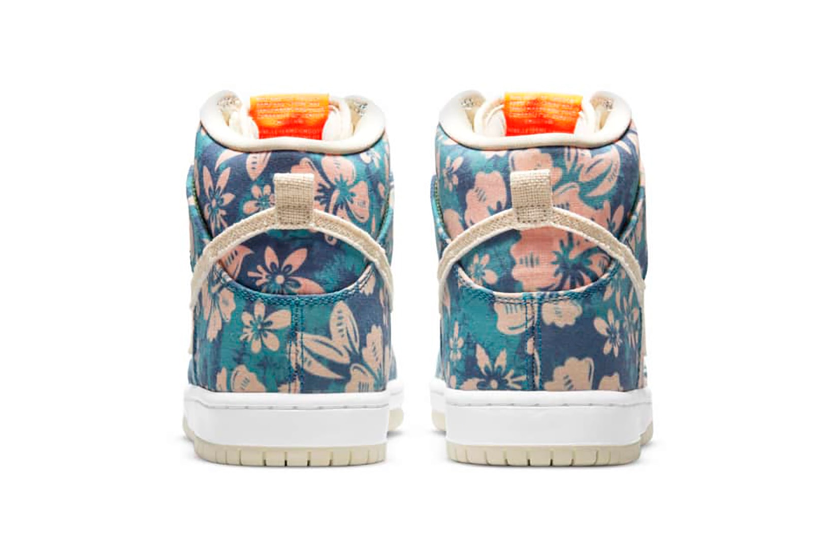 nike sb dunk high pro sneakers hawaii floral print blue beige pink white footwear kicks shoes sneakerhead heel