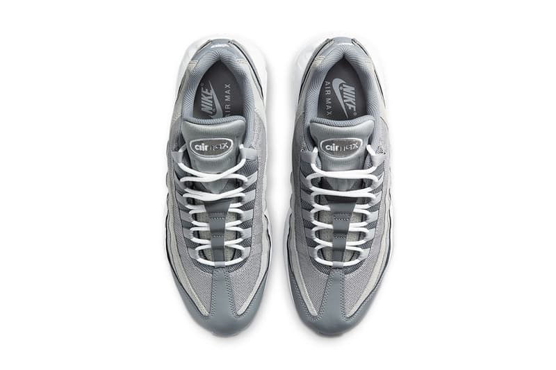 nikes air max 95 am95 sneakers medium cool grey colorway footwear kicks shoes aerial top view insole