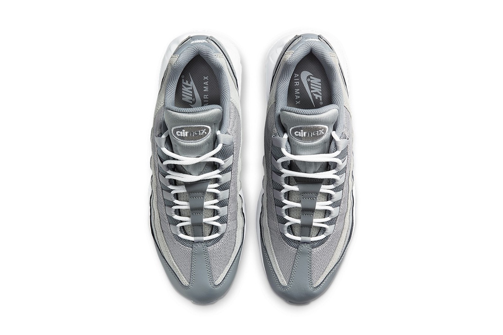 nikes air max 95 am95 sneakers medium cool grey colorway footwear kicks shoes aerial top view insole