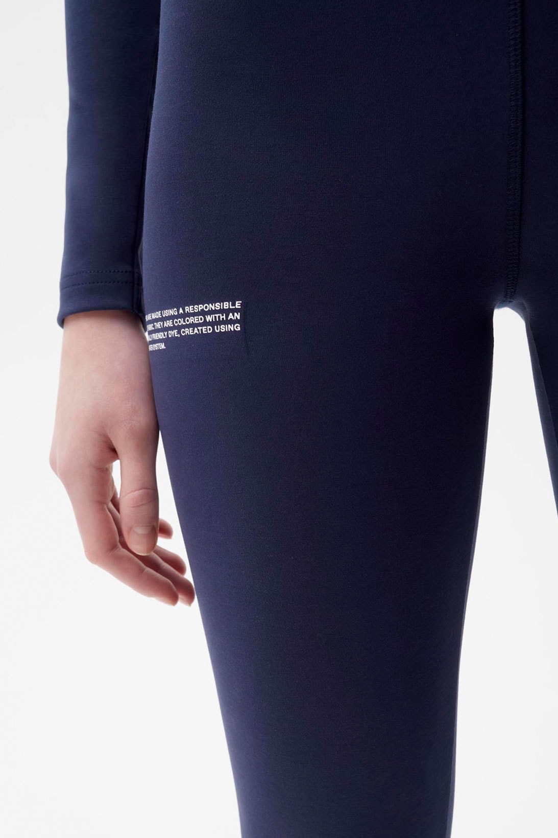 pangaia roica stretch athleisure sustainable collection turtleneck top leggings navy