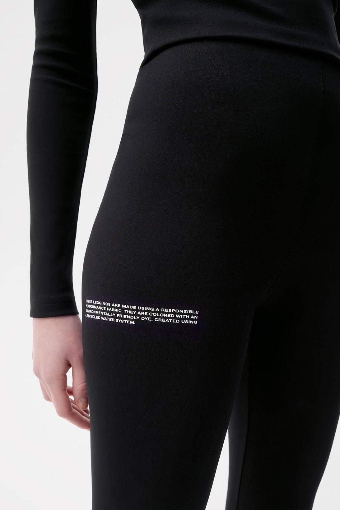pangaia roica stretch athleisure sustainable collection turtleneck top leggings black