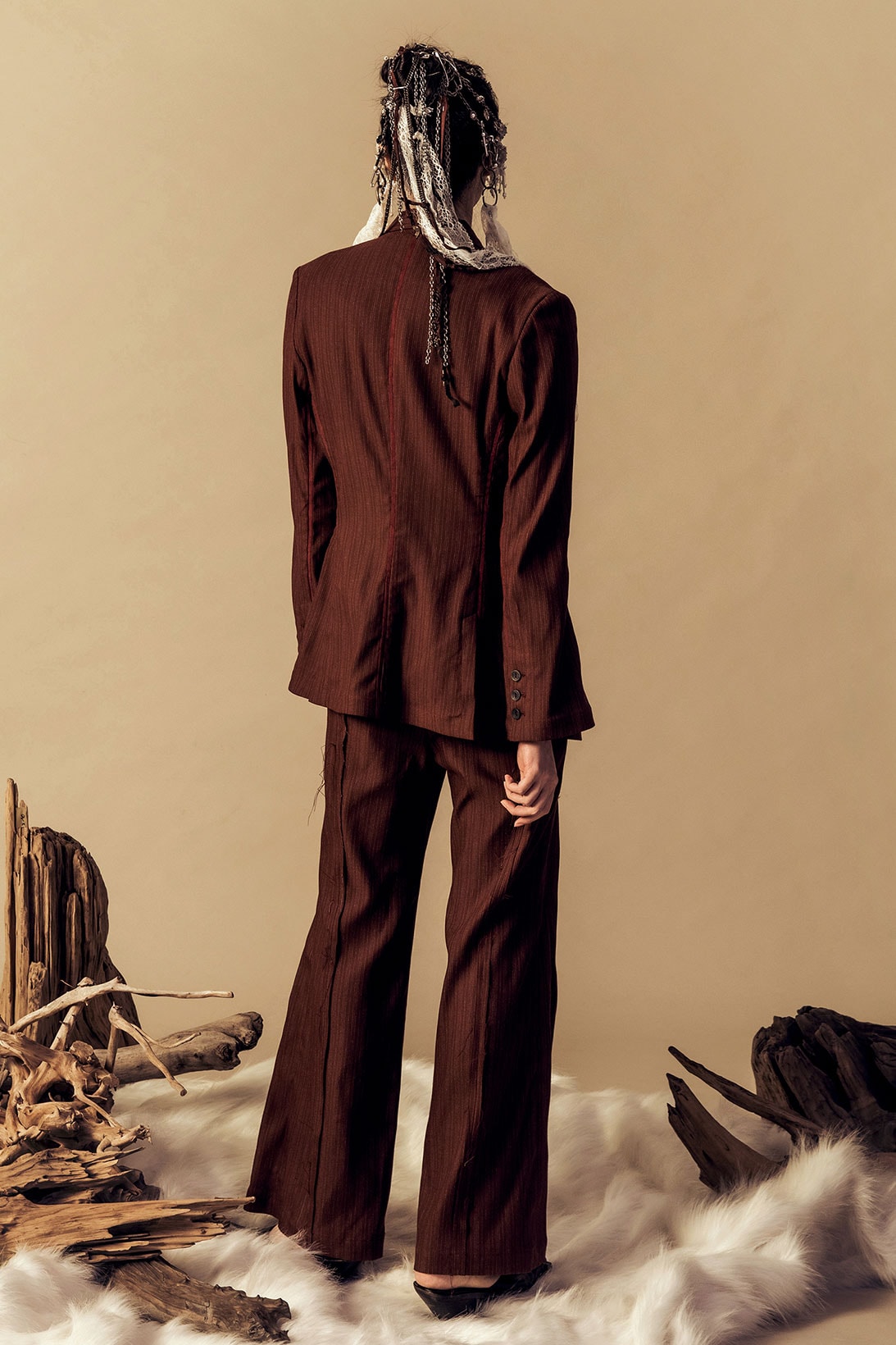 professor e spring summer 2021 ss21 lookbook collection taiwan brand burgundy suit jacket trousers