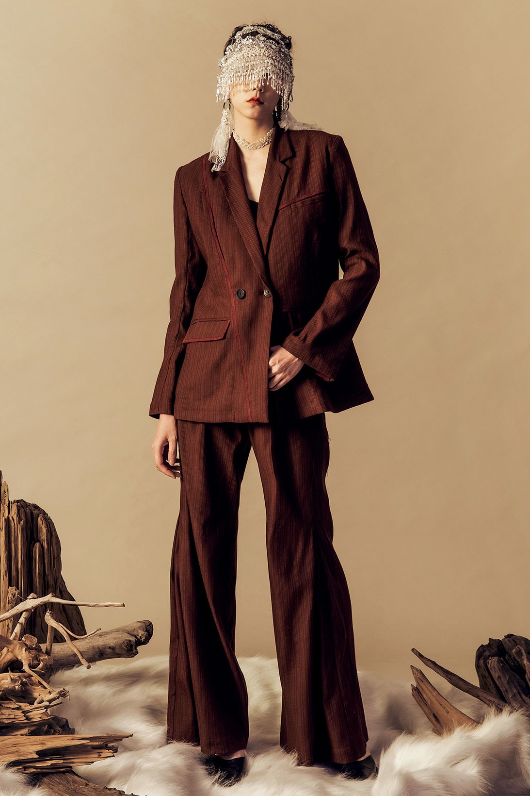 professor e spring summer 2021 ss21 lookbook collection taiwan brand burgundy suit jacket blazer