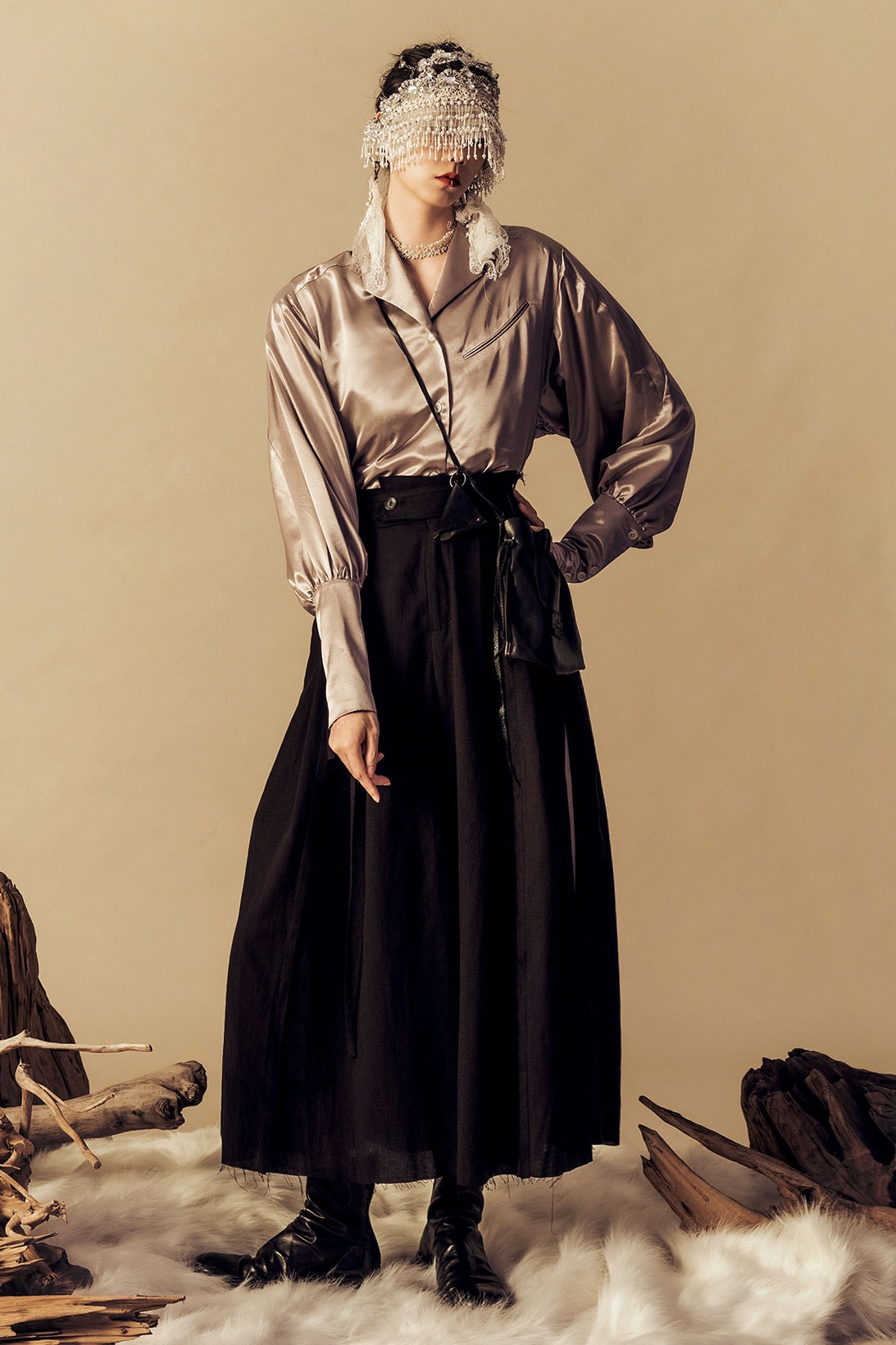 professor e spring summer 2021 ss21 lookbook collection taiwan brand satin shirt long skirt