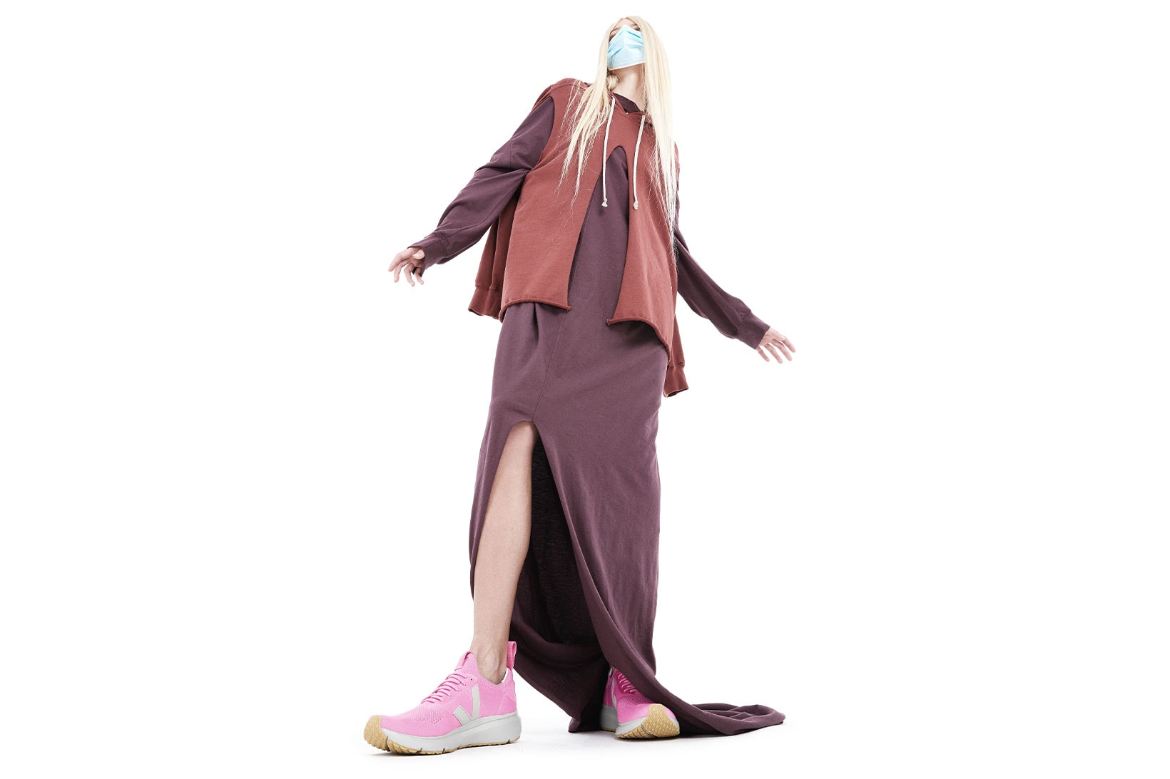 rick owens veja runner style 2 sneakers collaboration sustainable pink dress