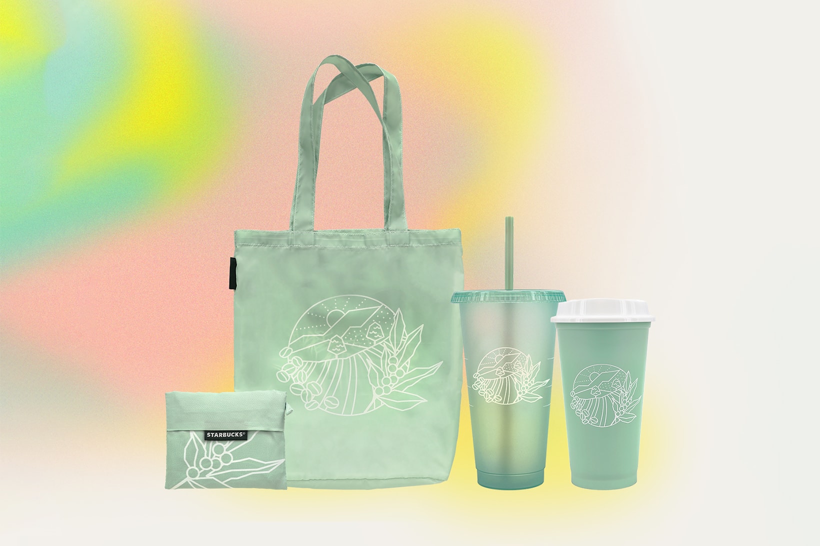 starbucks earth month merchandise tumblers glass water bottle cup sustainable reusable tote bag