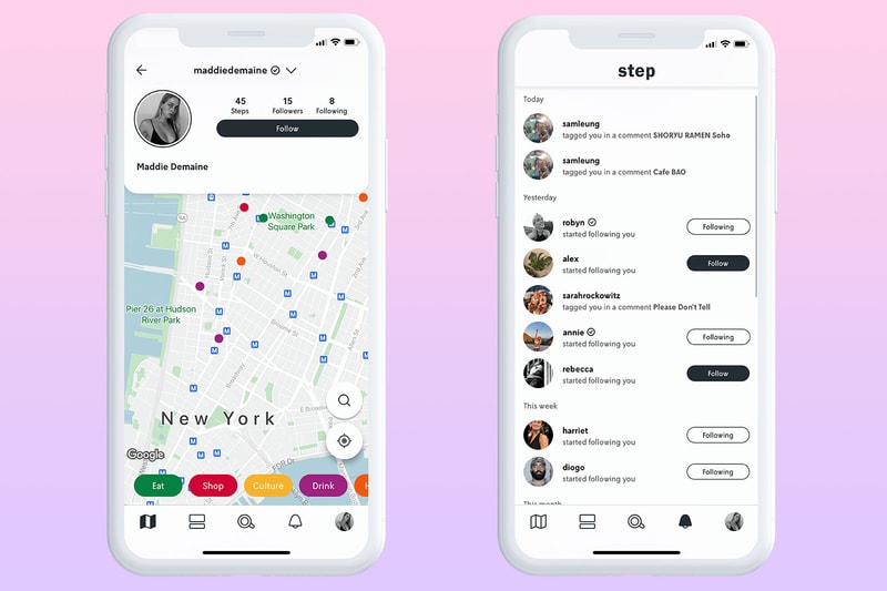 step culture map app launch screenshots profile social media follow share