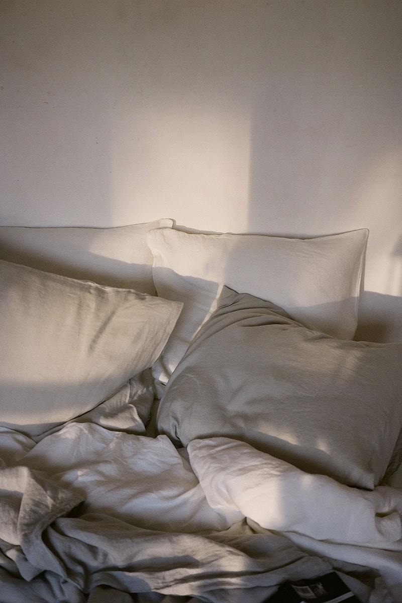 tekla summer linen bedding collection sunlight wall pillows
