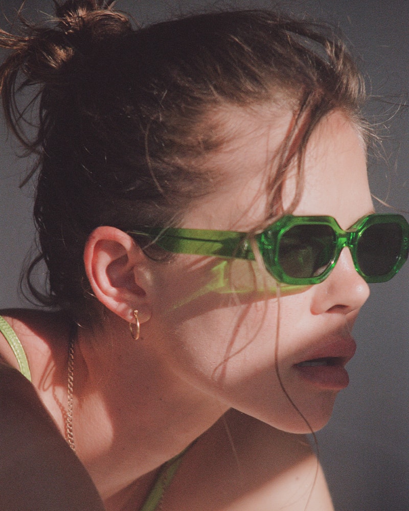 The Attico Summer 2021 Beachwear Capsule Collection Lookbook State Of Nature Swimwear Purienne Green Sunglasses