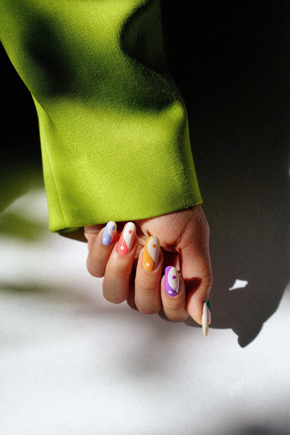 Yin Yang Nail Art Trend Colorful Polish Design Idea Pink Orange Blue Purple Green Queenie Nguyen Manicure