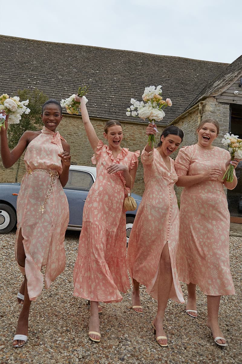 rixo bridesmaid dresses pink flowers bouquet