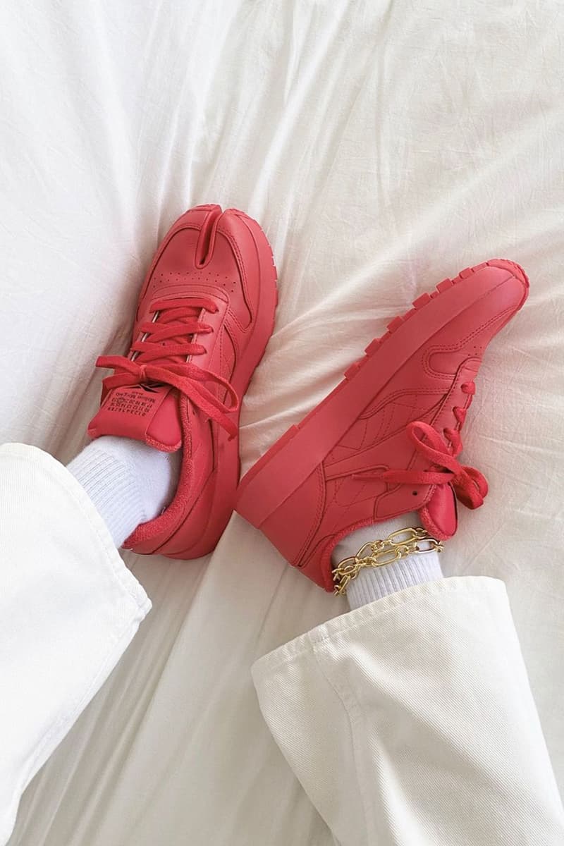 reebok maison margiela classic leather tabi red