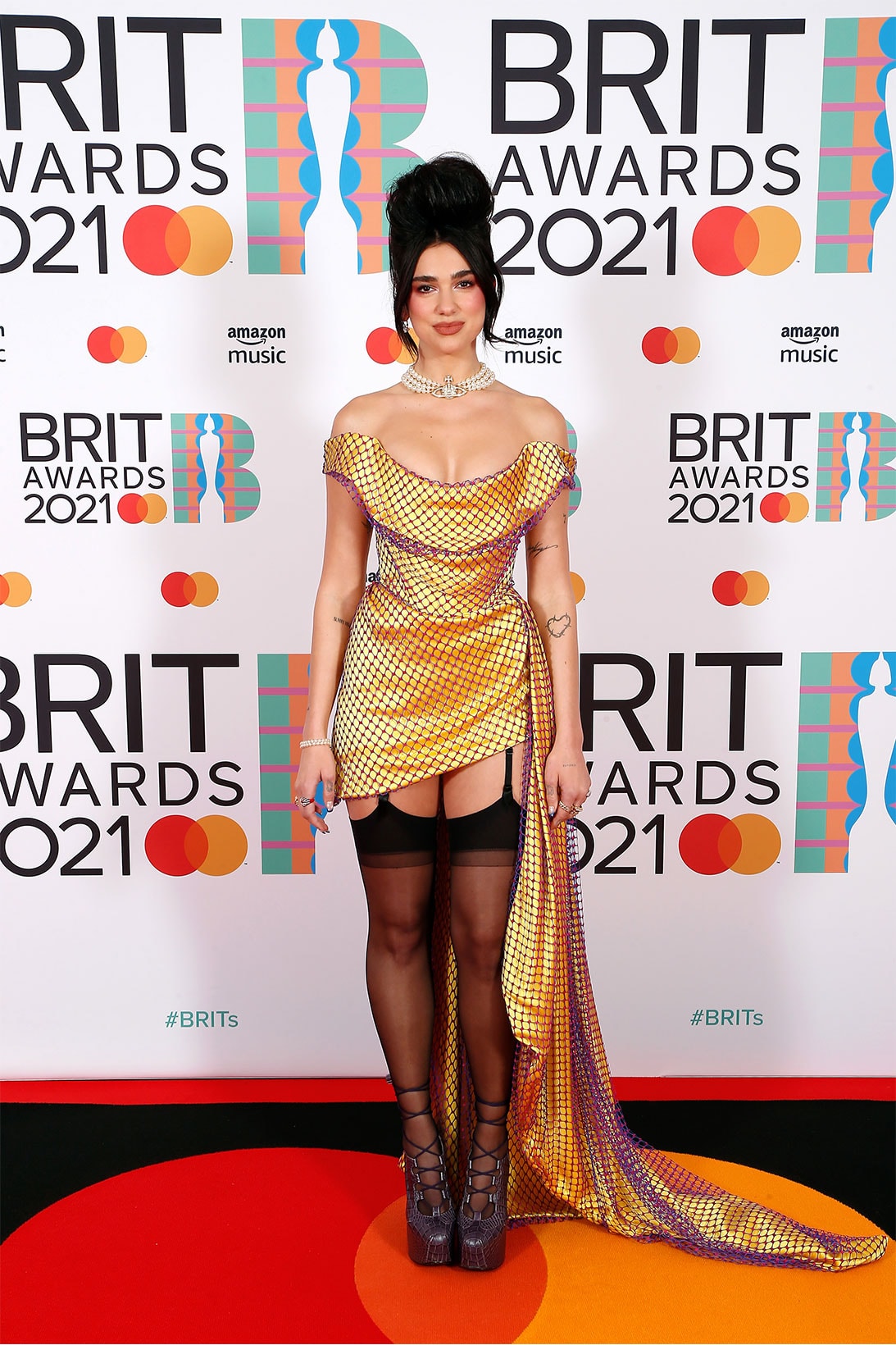 brit awards 2021 red carpet best dressed celebrities dua lipa vivienne westwood