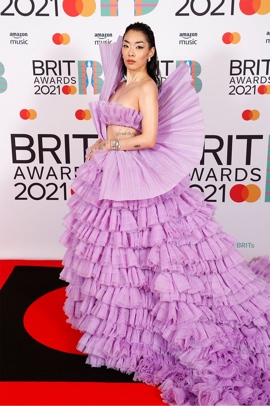 brit awards 2021 red carpet best dressed celebrities rina sawayama balmain