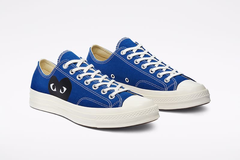 comme des garcons cdg play converse chuck 70 blue quartz low top sides details