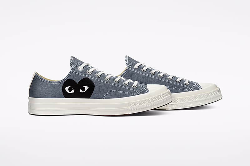 comme des garcons cdg play converse chuck 70 Steel gray low top sides details midsole heart