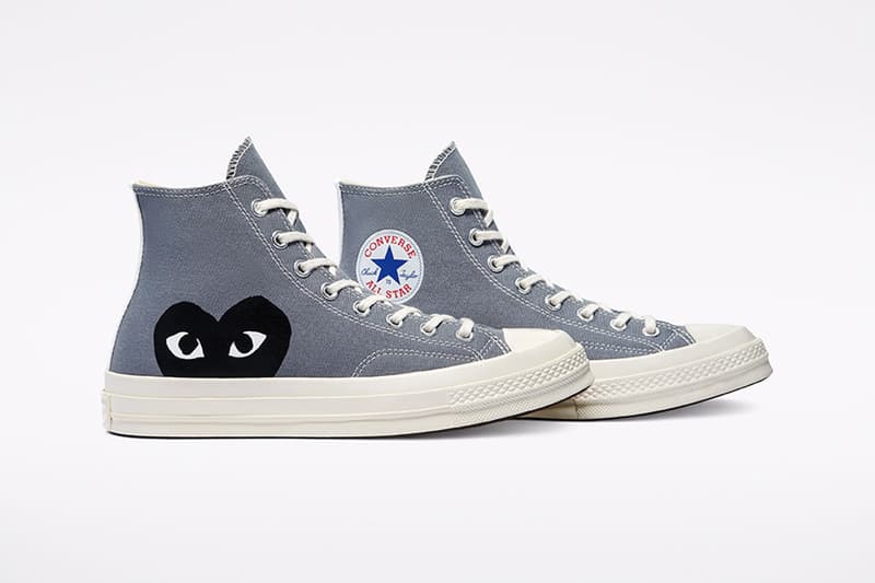 comme des garcons cdg play converse chuck 70 steel gray high top sides details