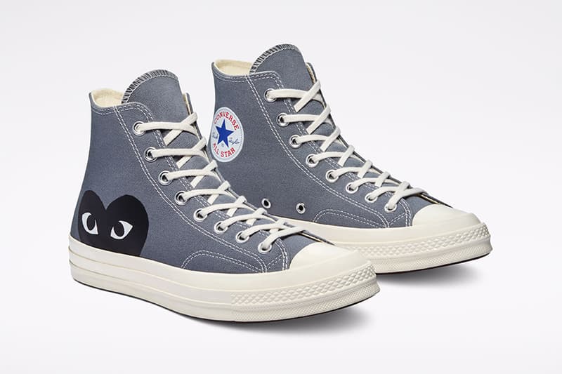 comme des garcons cdg play converse chuck 70 steel gray high top upper details midsole toebox