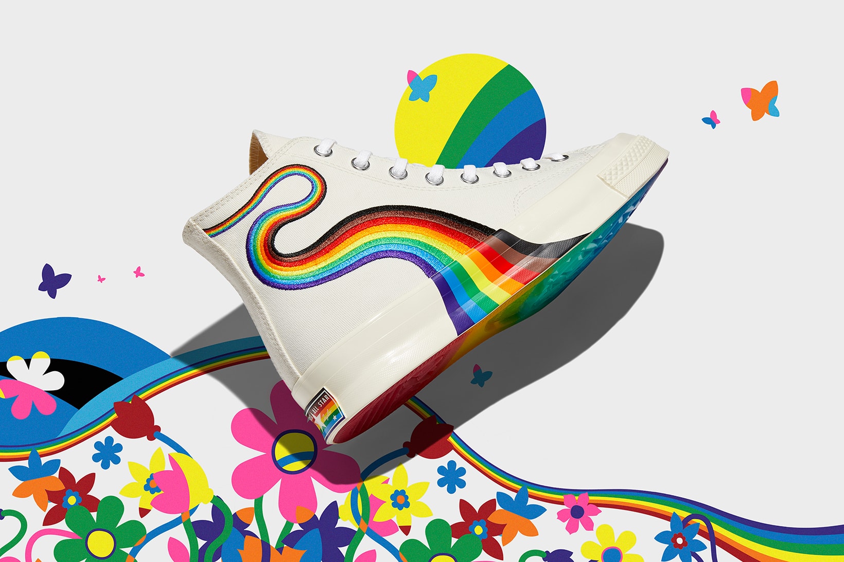 Converse Pride Month Collection Sneakers Chuck 70 White Rainbow Lateral
