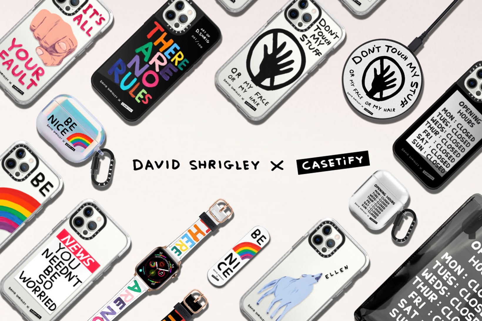 david shrigley casetify collaboration tech accessories apple iphone airpods cases