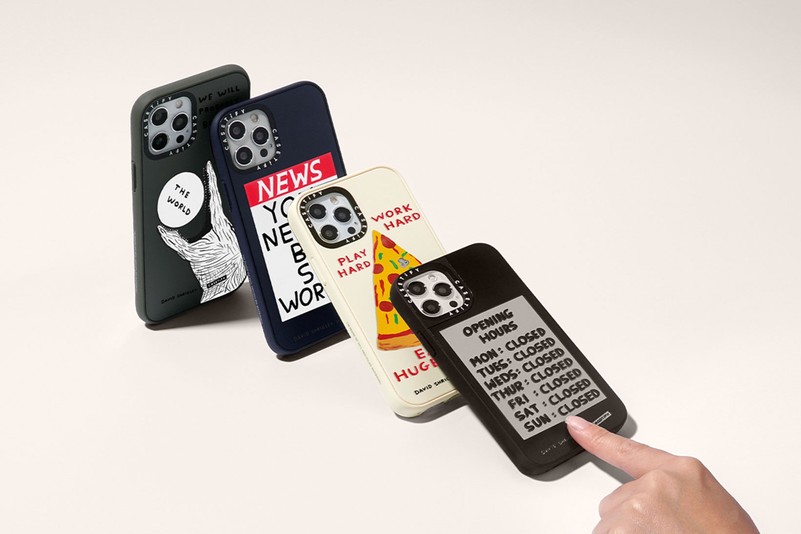 david shrigley casetify collaboration tech accessories iphone cases hand pizza
