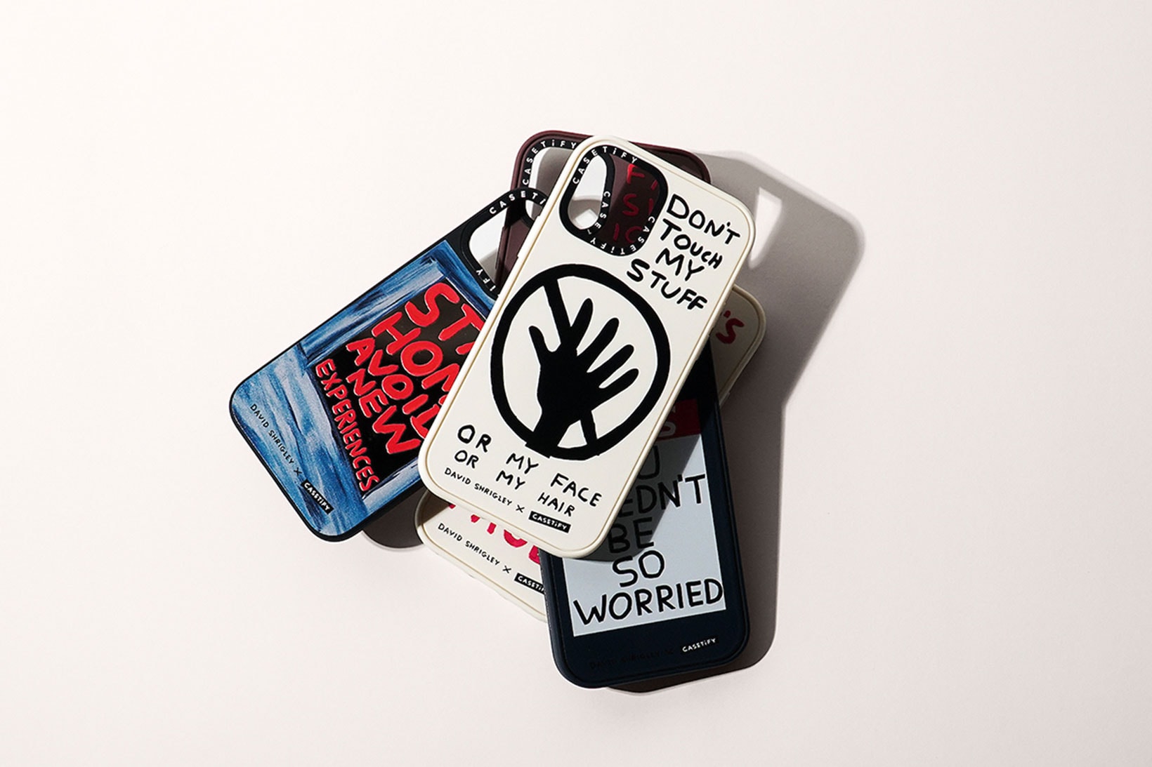 david shrigley casetify collaboration tech accessories don't touch phone cases