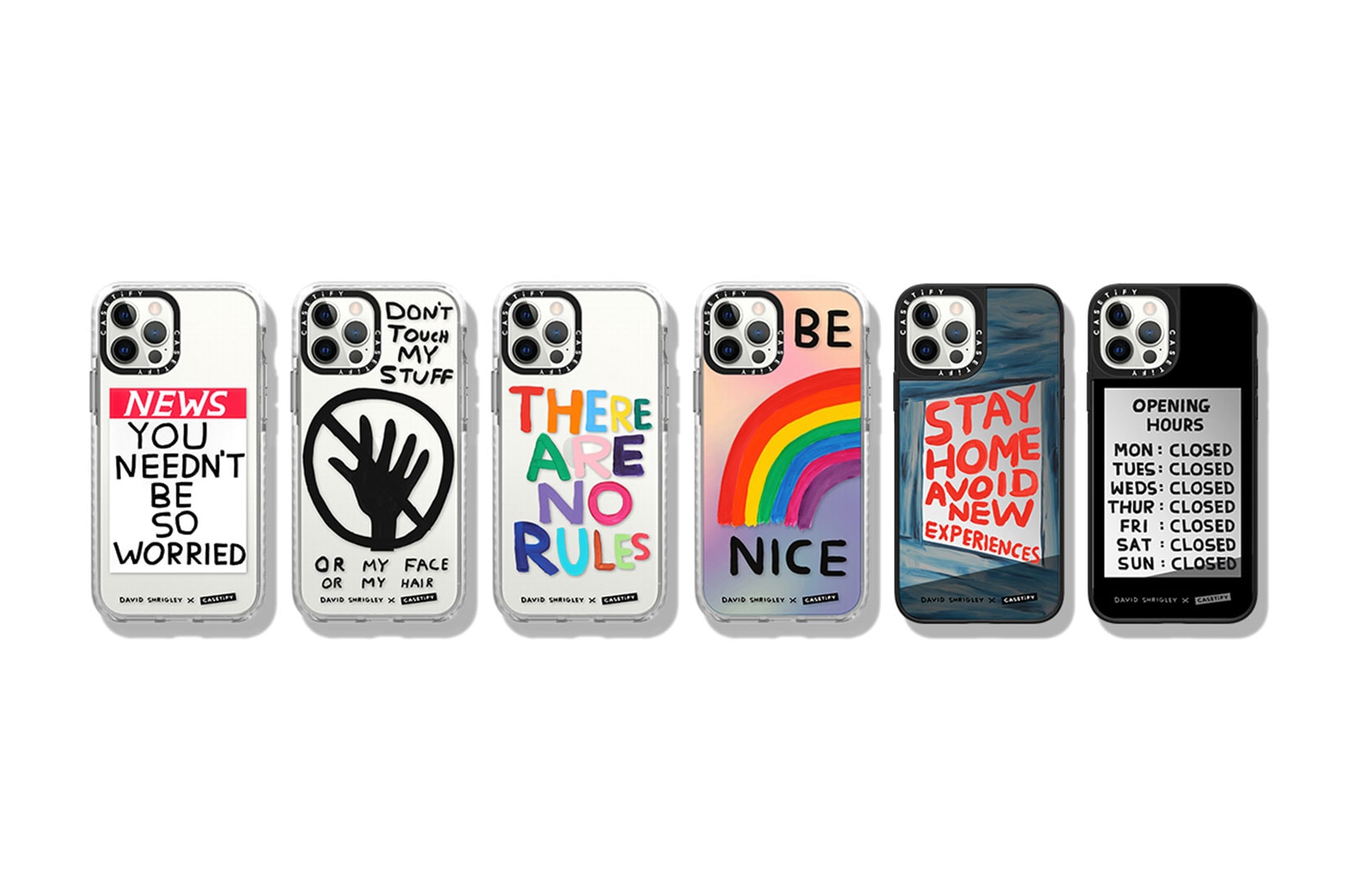 david shrigley casetify collaboration tech accessories iphone cases rainbow don't touch there are no rules