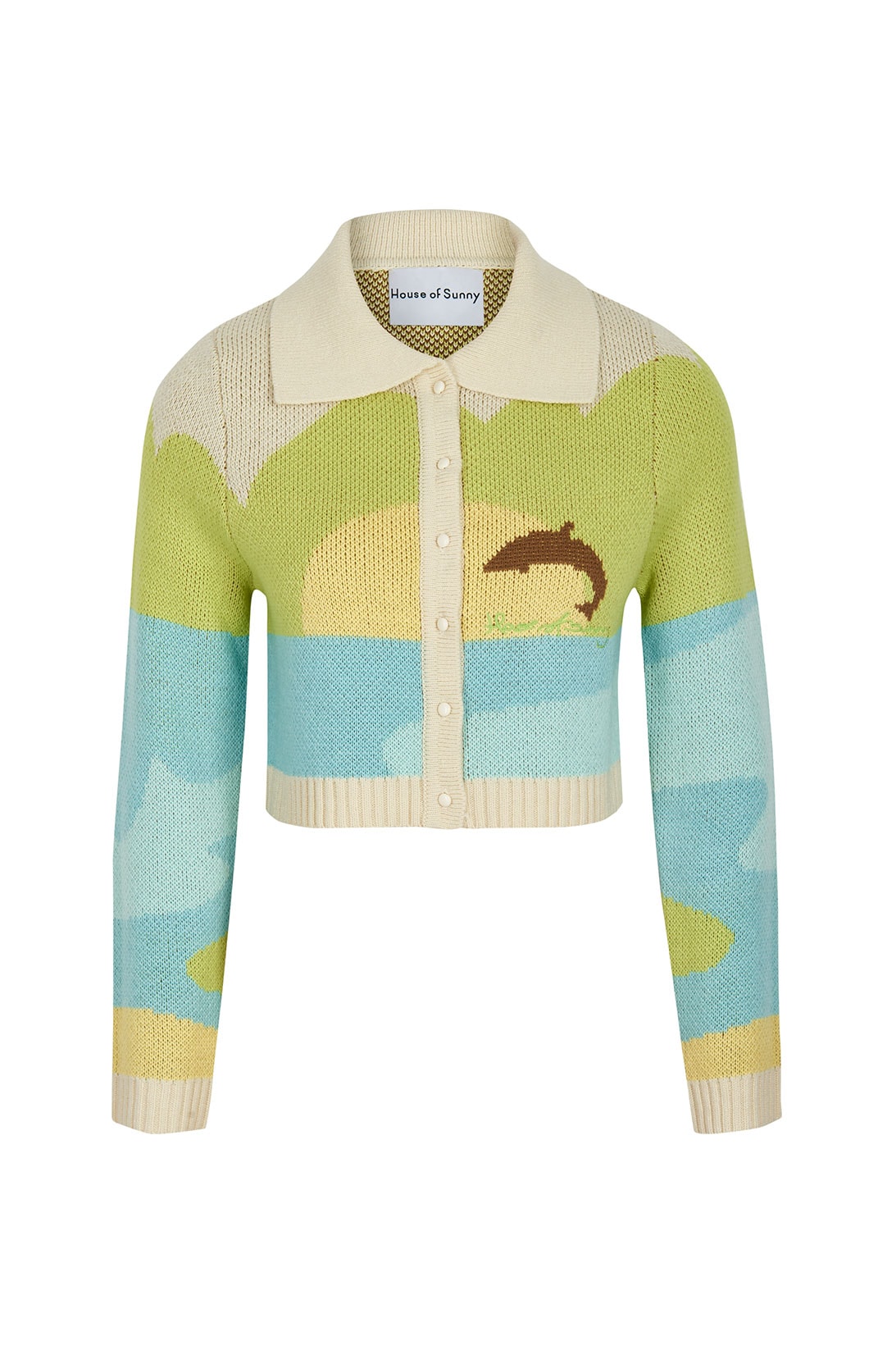 house of sunny spring summer ss21 pure shore collection dolphin knitwear cardigan