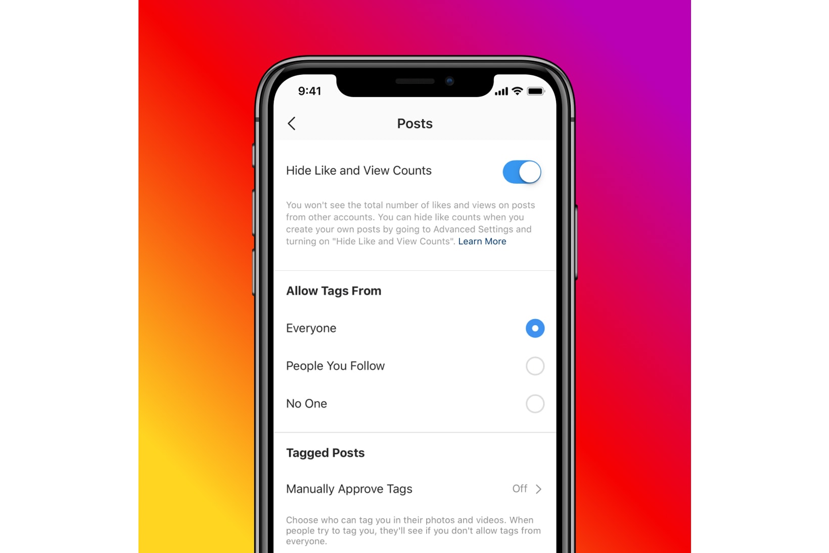 Instagram Post Like Count Hide Feature Option