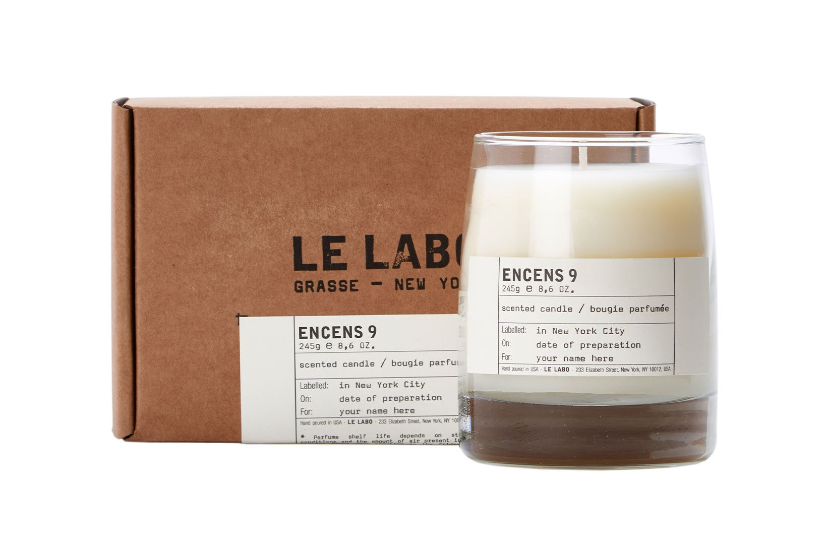 le labo candles home collection fragrance encens 9 box label