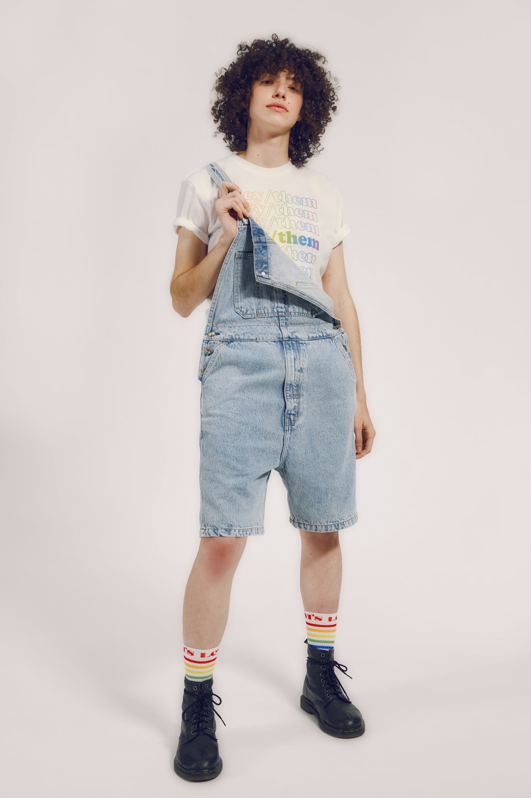 levis pride lgbtqia collection all pronouns love tee t shirt denim overall